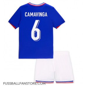 Frankreich Eduardo Camavinga #6 Replik Heimtrikot Kinder EM 2024 Kurzarm (+ Kurze Hosen)